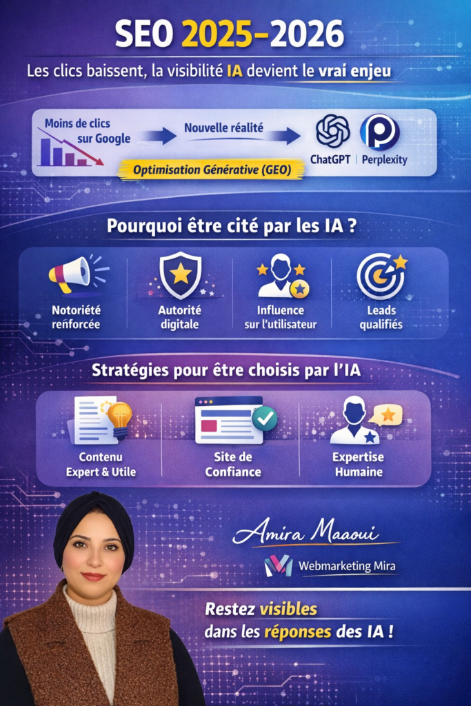 SEO 2025–2026 : les clics baissent, la visibilité IA devient le vrai enjeu