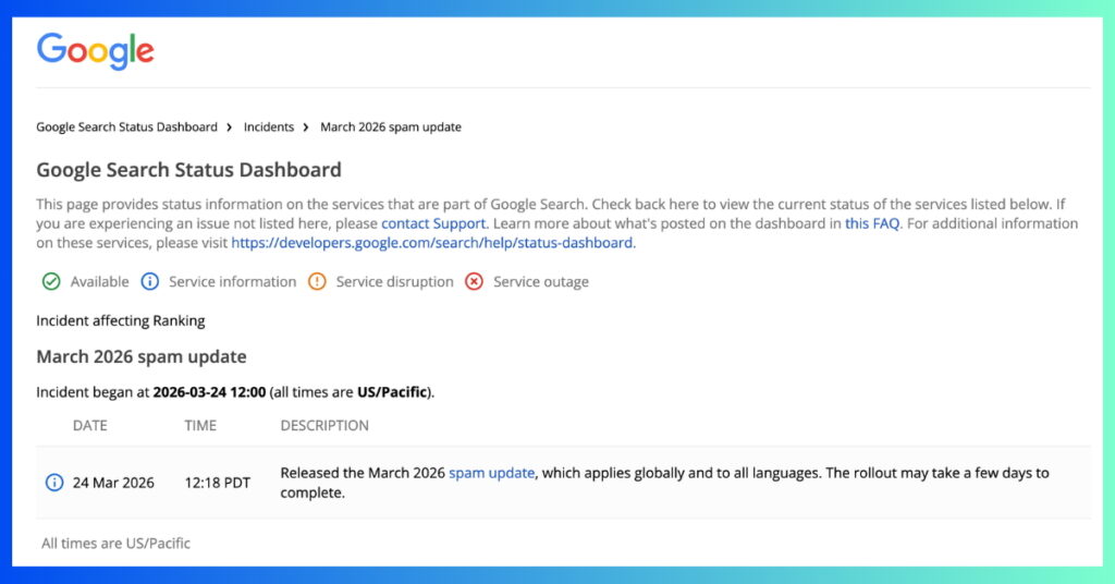 SEO : Google déploie une mise à jour de ses algorithmes (March 2026 Spam Update)